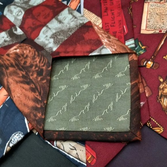 Novelty Neckties,  Set Of 3 GUC 💯 % Silk Eagle Cigar Law - Picture 7 of 10